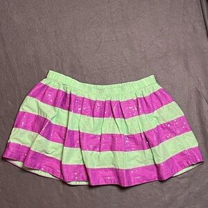 Girls Sz 12 Striped Sparkling Pink and Green Justice Skirt